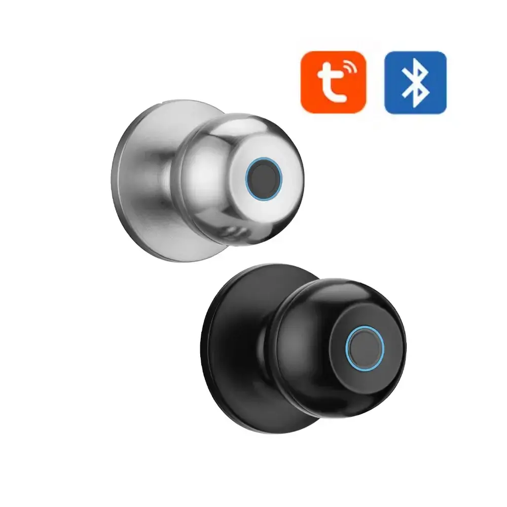 Keyless Smart Fingerprint Round Ball Knob Lock with Tuya App for Interior Doors view 1