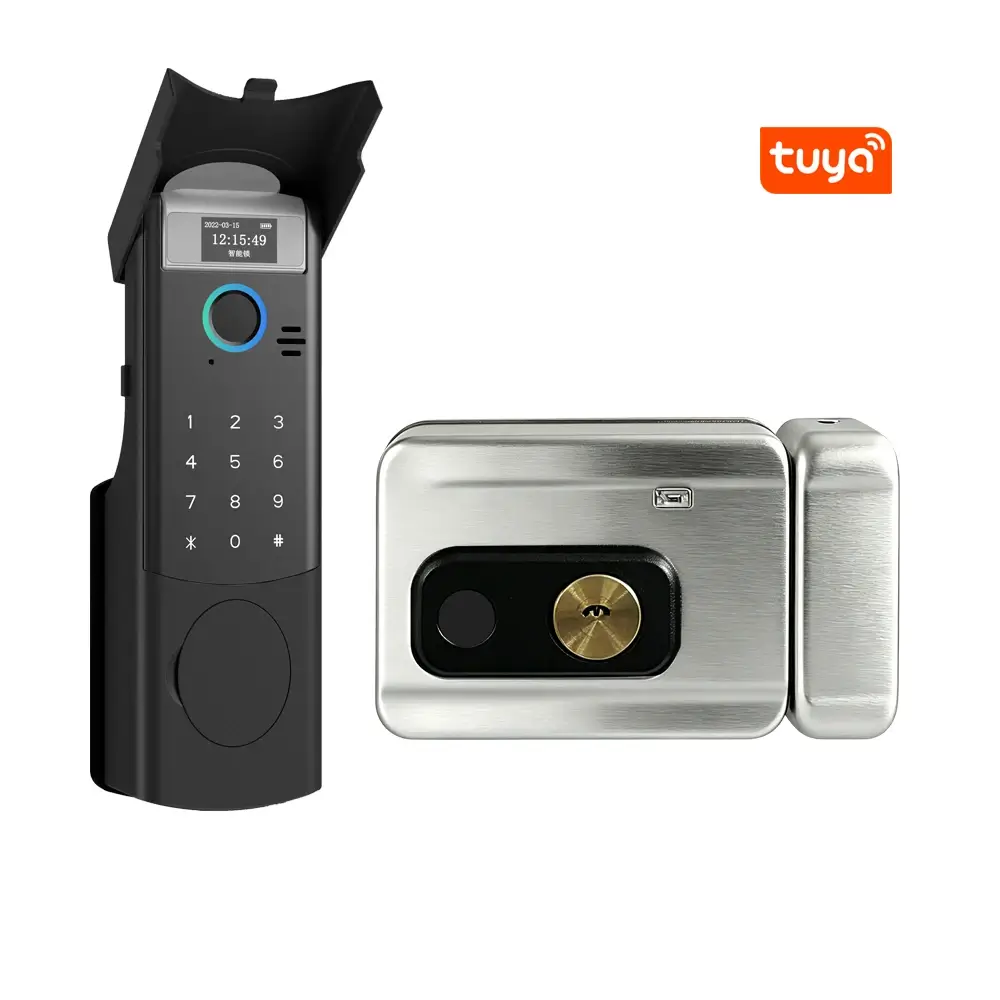 Outdoor Weatherproof Fingerprint & Keypad Rim Lock with Tuya App