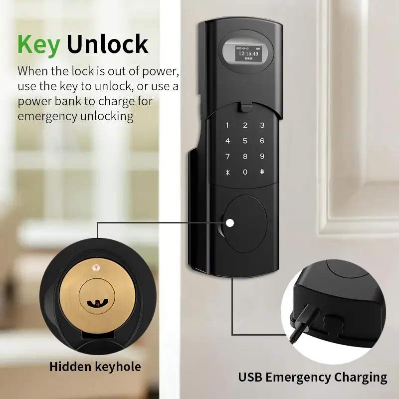 Outdoor Weatherproof Fingerprint & Keypad Rim Lock with Tuya App - Image 6