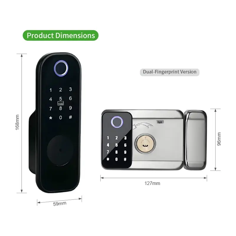 Heavy Duty Tuya Digital Electric Rim Door Lock with Fingerprint, Keypad, and Tuya App Control - Image 3