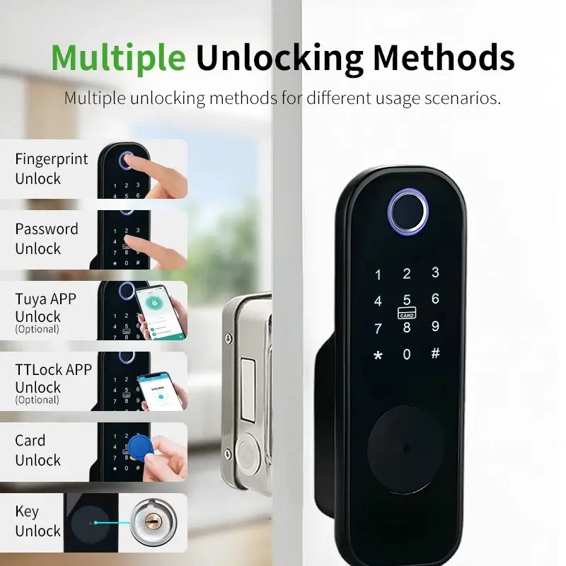 Heavy Duty Tuya Digital Electric Rim Door Lock with Fingerprint, Keypad, and Tuya App Control - Image 6