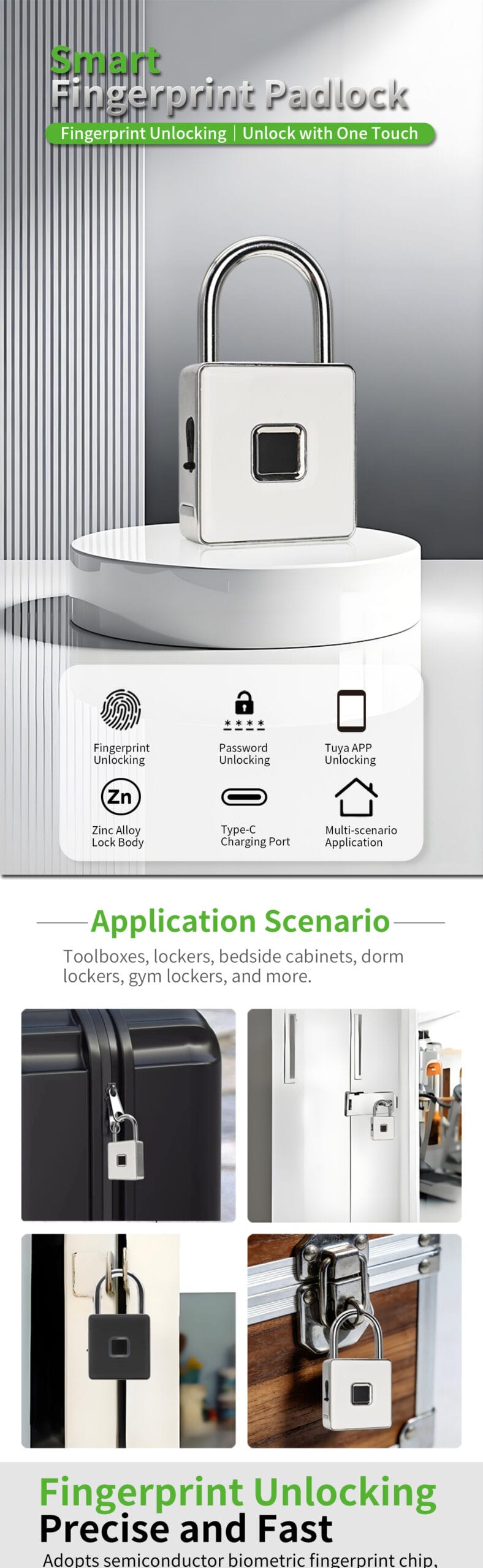 Portable Compact Biometric Luggage Padlock