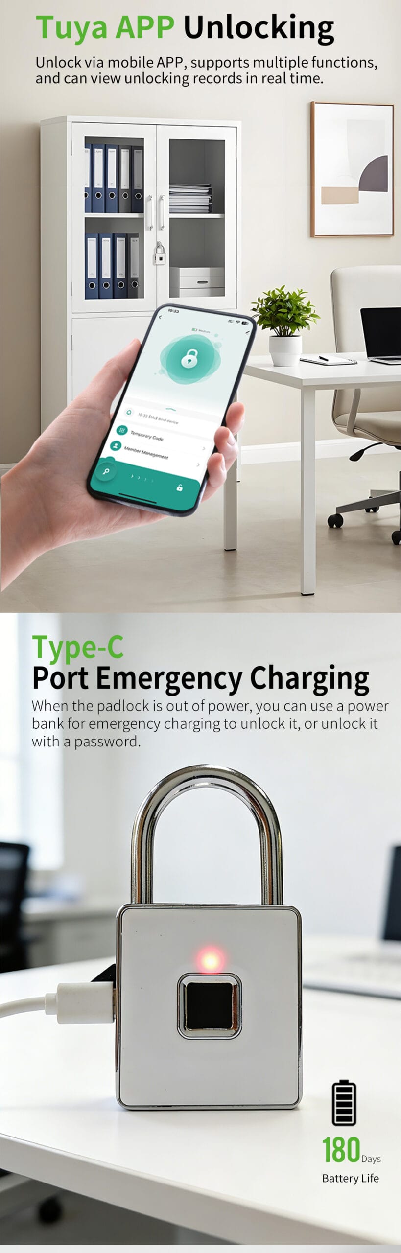 Portable Compact Biometric Luggage Padlock