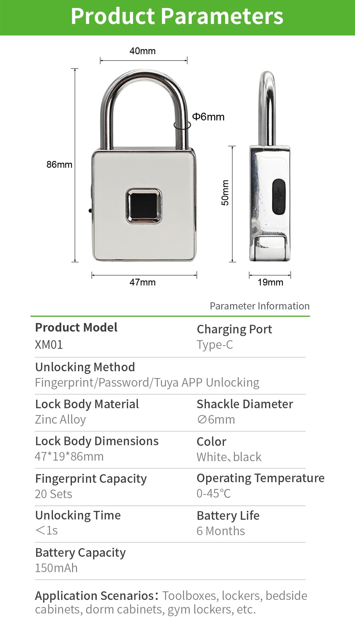 Portable Compact Biometric Luggage Padlock