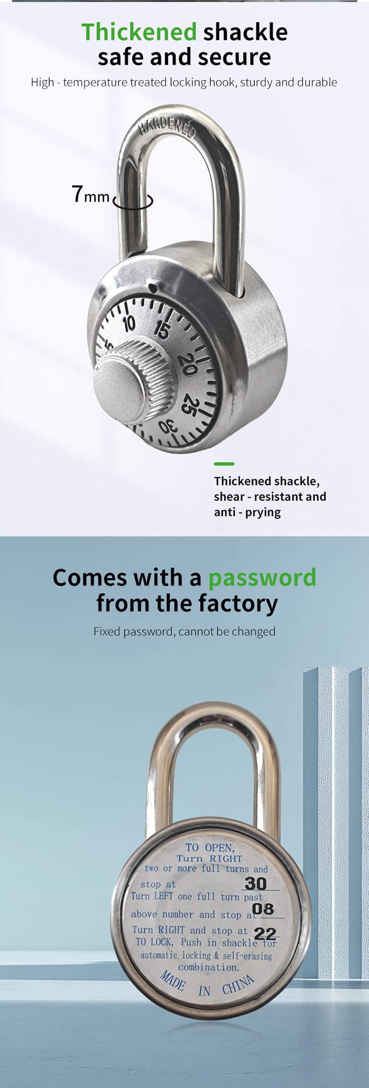 Hardened Steel Round Combination Dial Padlock