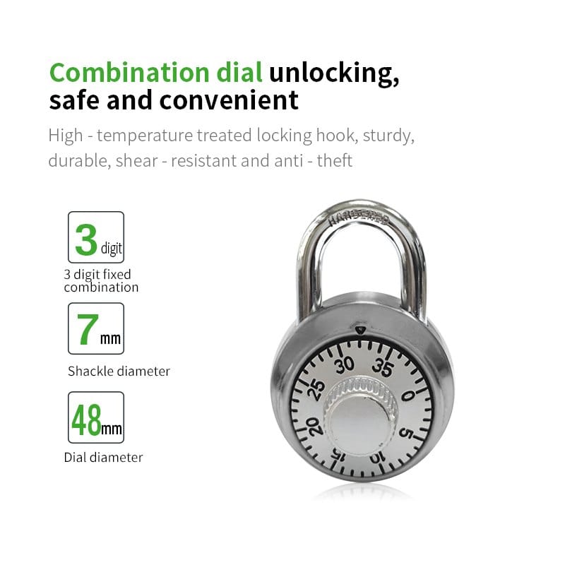 Hardened Steel Round Combination Dial Padlock