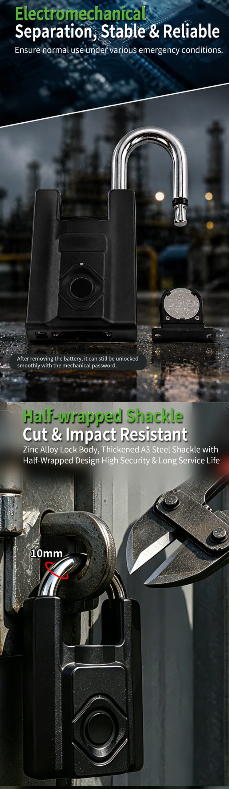 Heavy Duty Biometric Digital Padlock With Fingerprint