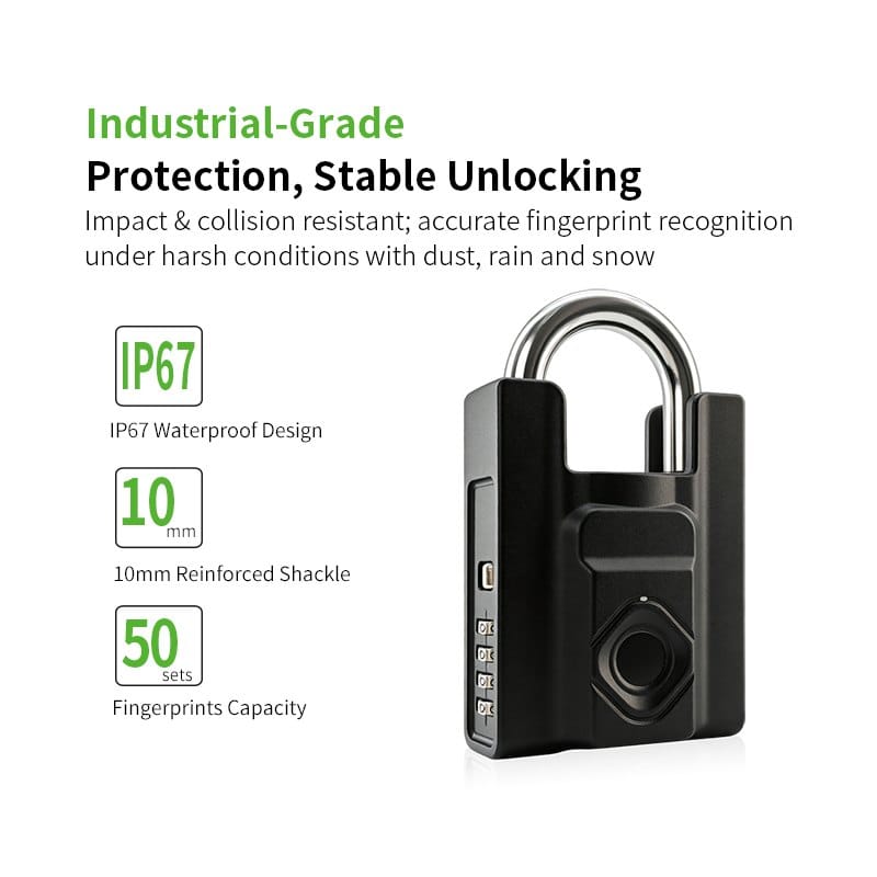 Heavy Duty Biometric Digital Padlock With Fingerprint