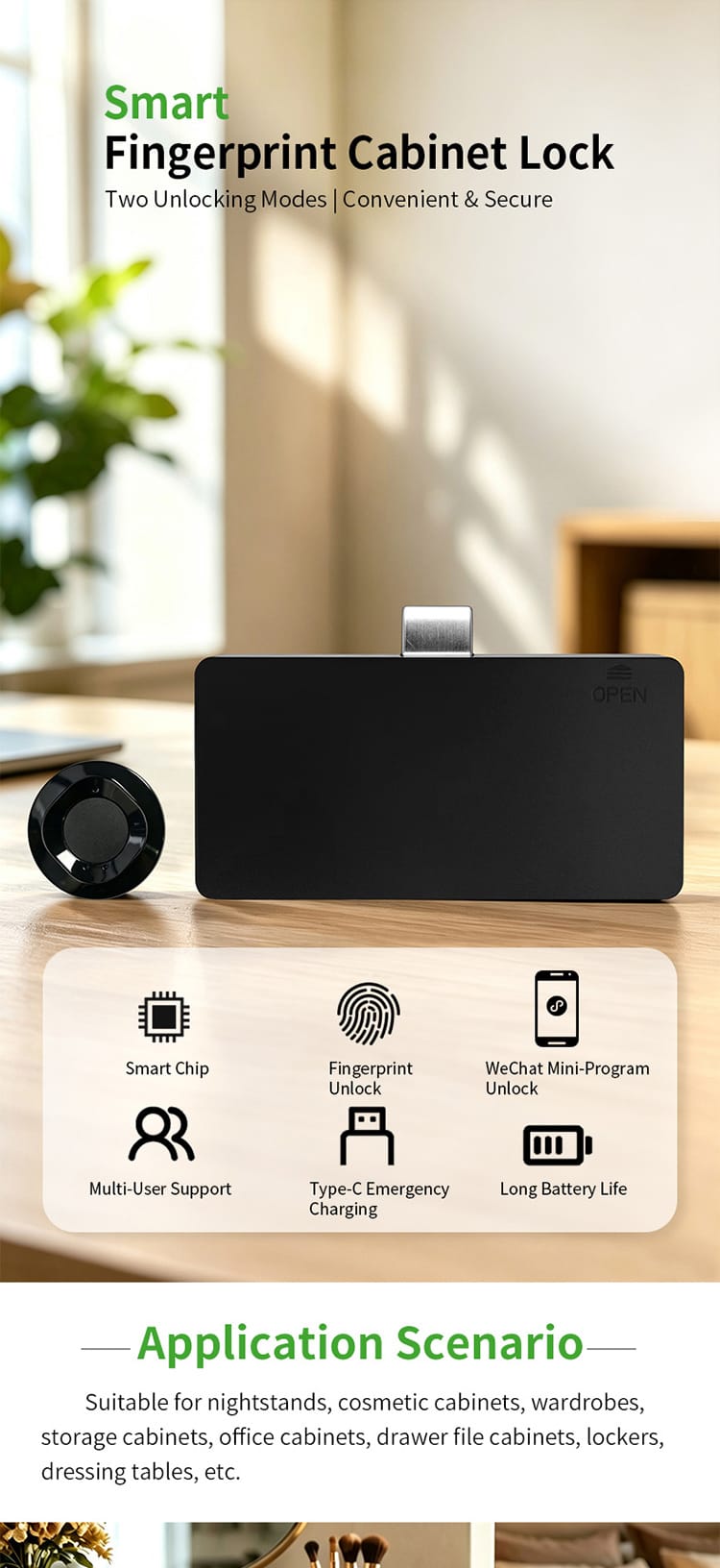 Electronic Biometric Fingerprint Drawer Lock