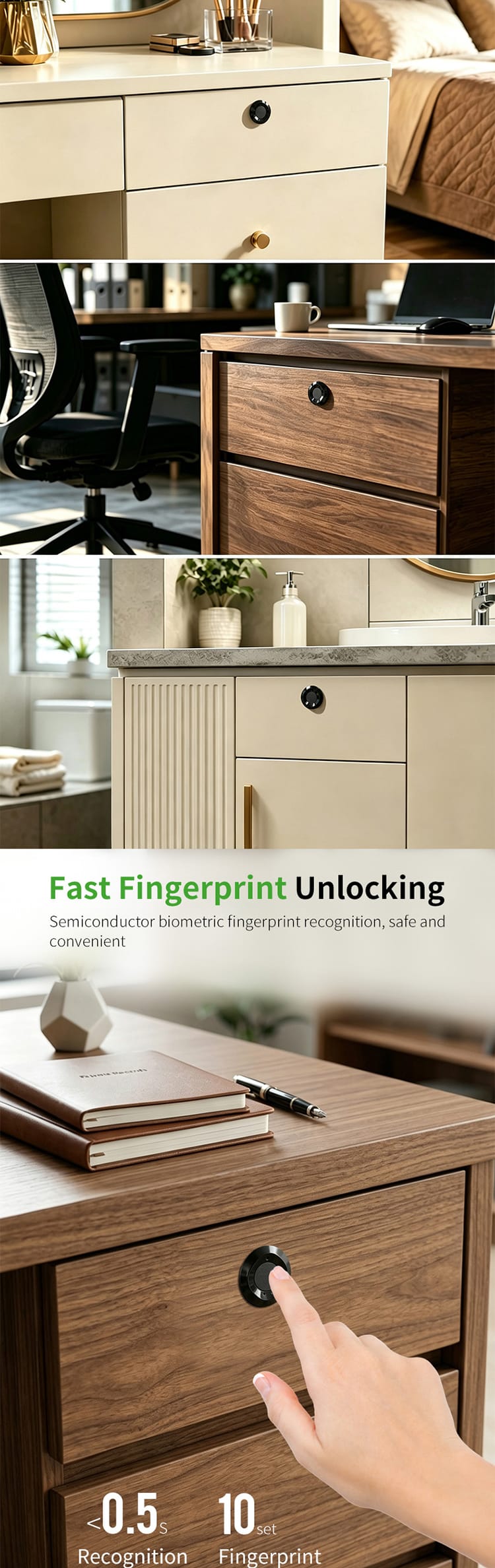 Fingerprint Drawer Lock Smart Keyless Biometric Lock For Cabinet