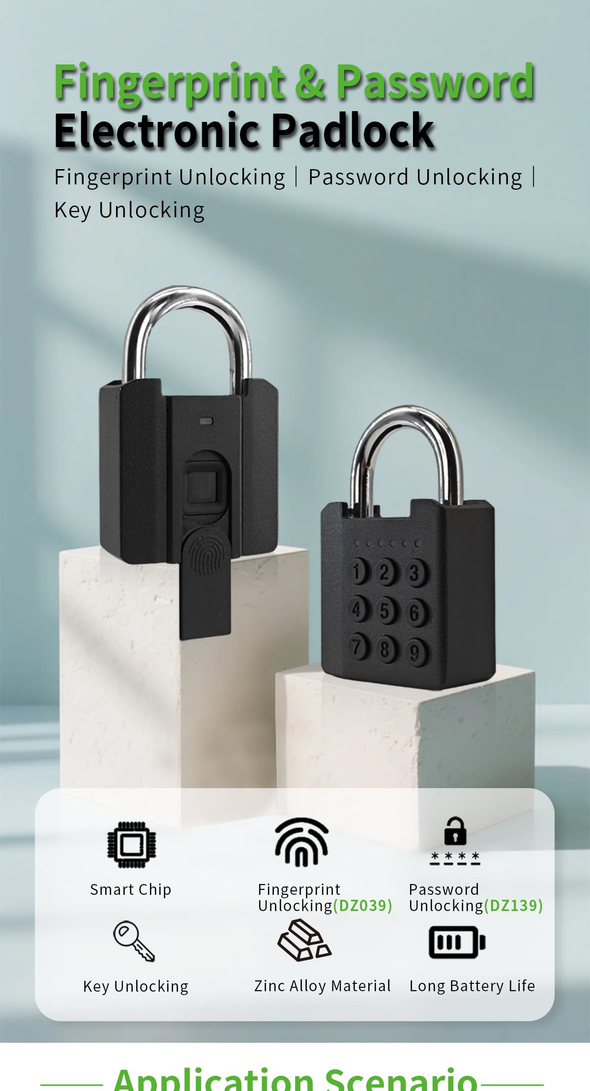 Commercial Biometric Fingerprint Keypad Padlock