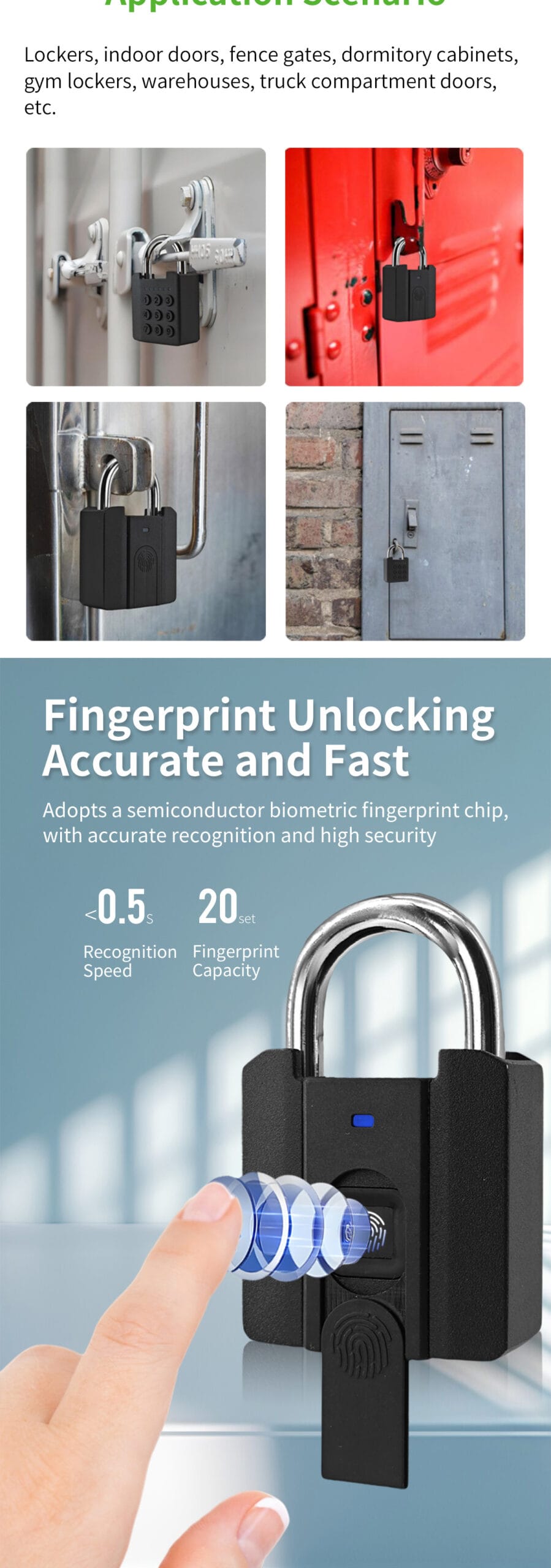 Commercial Biometric Fingerprint Keypad Padlock