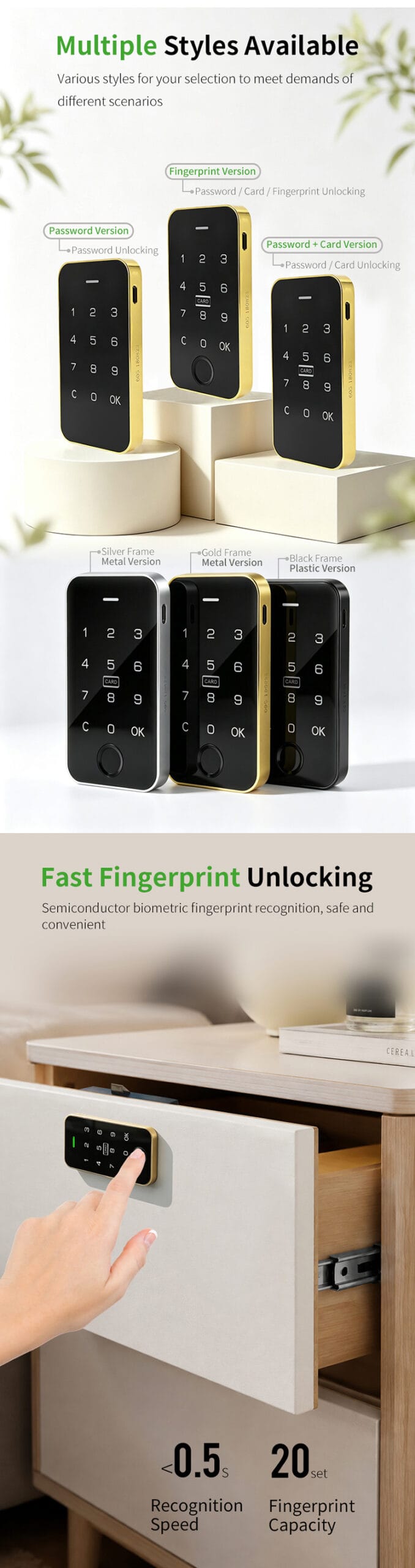 Electronic Fingerprint Digital Keypad Cabinet Lock