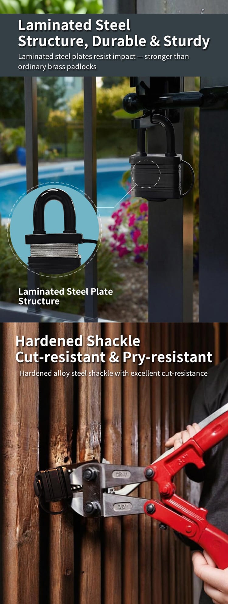 Anti Rust Plastic Covered Weatherproof Laminated Padlock