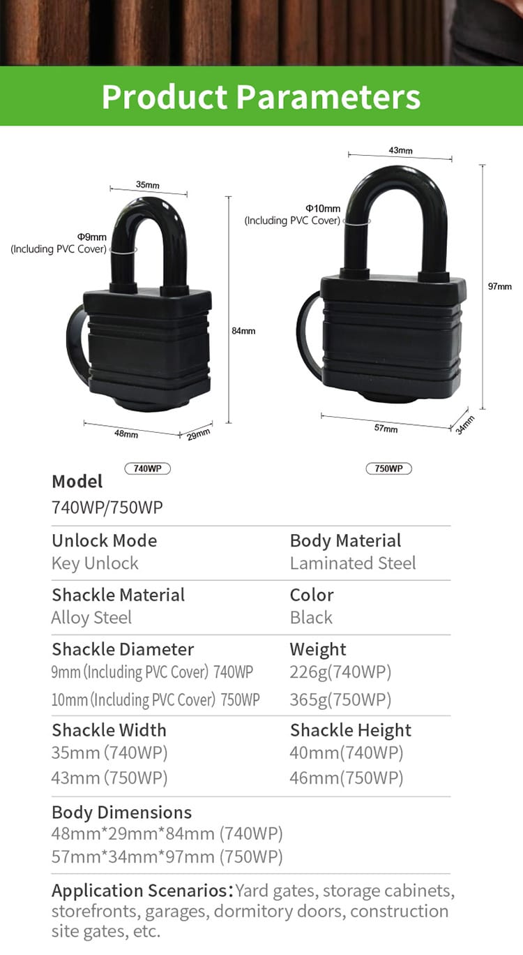 Anti Rust Plastic Covered Weatherproof Laminated Padlock
